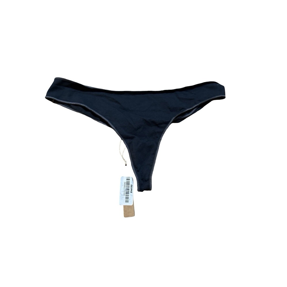 Skims Lightweight Cotton Thong Soot Tonal Black Small TH-THG-8780W - Picture 4 of 5